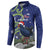 Personalized New Zealand Pukeko Christmas Button Sweatshirt Meri Kirihimete Taniko Ponga Koru Blue - Polynesian Pride