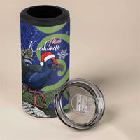 Personalized New Zealand Pukeko Christmas 4 in 1 Can Cooler Tumbler Meri Kirihimete Taniko Ponga Koru Blue - Polynesian Pride