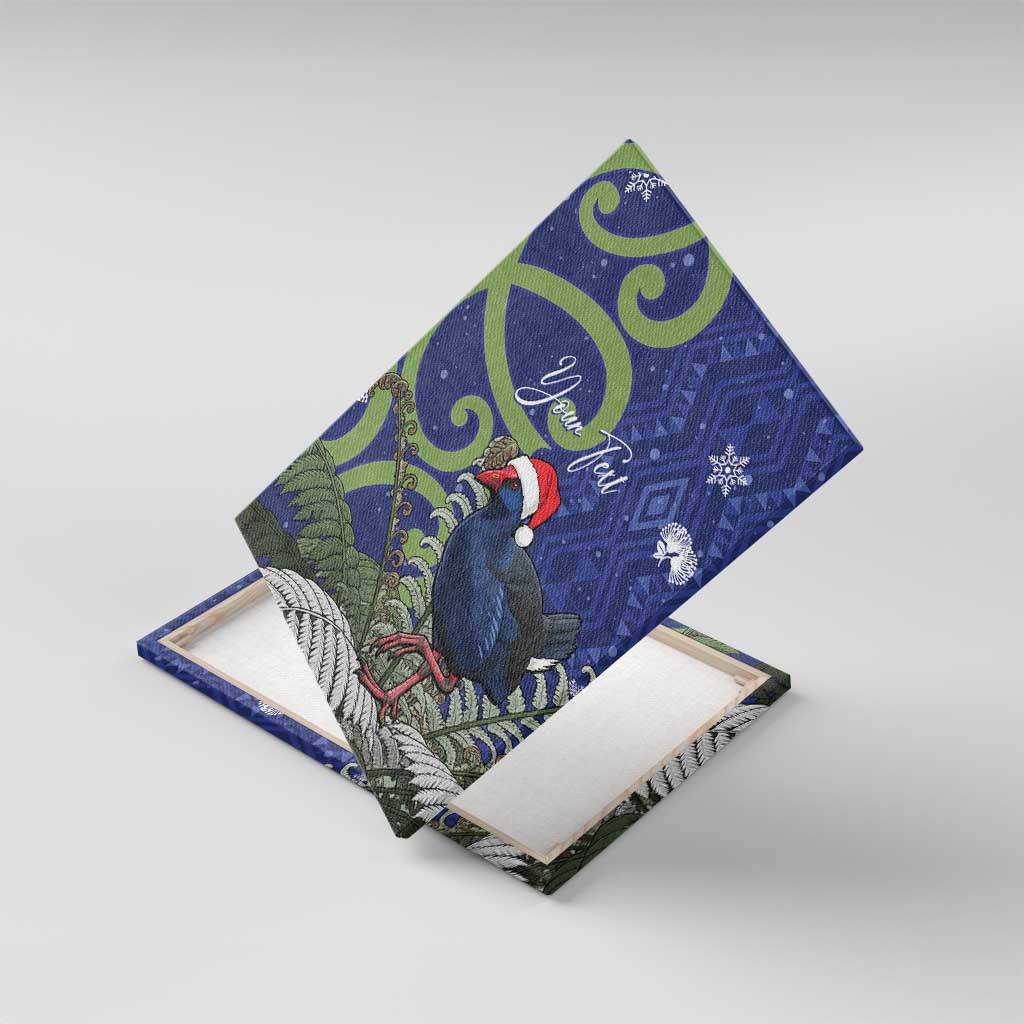 Personalized New Zealand Pukeko Christmas Canvas Wall Art Meri Kirihimete Taniko Ponga Koru Blue - Polynesian Pride