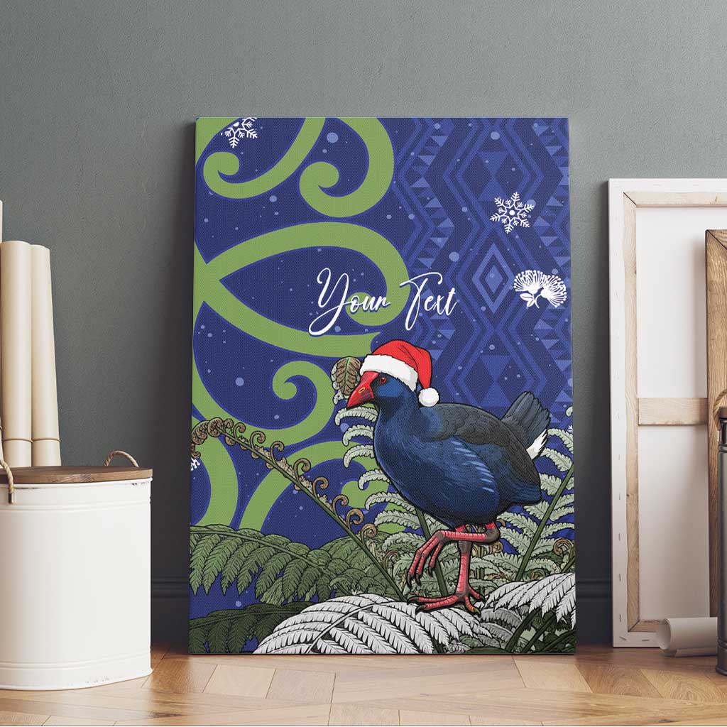 Personalized New Zealand Pukeko Christmas Canvas Wall Art Meri Kirihimete Taniko Ponga Koru Blue - Polynesian Pride