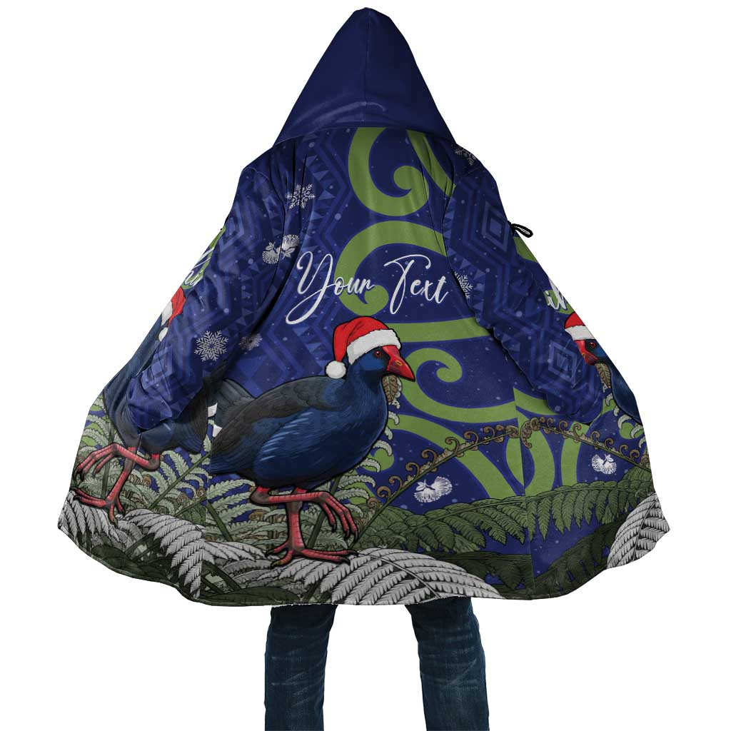 Personalized New Zealand Pukeko Christmas Cloak Meri Kirihimete Taniko Ponga Koru Blue - Polynesian Pride