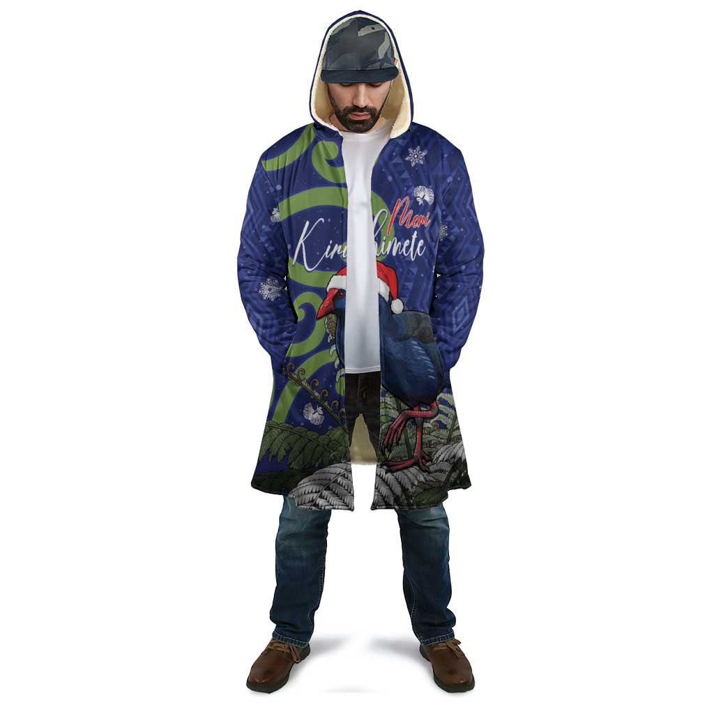 Personalized New Zealand Pukeko Christmas Cloak Meri Kirihimete Taniko Ponga Koru Blue - Polynesian Pride