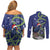 Personalized New Zealand Pukeko Christmas Couples Matching Off Shoulder Short Dress and Long Sleeve Button Shirt Meri Kirihimete Taniko Ponga Koru Blue - Polynesian Pride