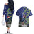 Personalized New Zealand Pukeko Christmas Couples Matching Off The Shoulder Long Sleeve Dress and Hawaiian Shirt Meri Kirihimete Taniko Ponga Koru Blue - Polynesian Pride