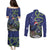 Personalized New Zealand Pukeko Christmas Couples Matching Puletasi and Long Sleeve Button Shirt Meri Kirihimete Taniko Ponga Koru Blue - Polynesian Pride