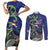 Personalized New Zealand Pukeko Christmas Couples Matching Short Sleeve Bodycon Dress and Long Sleeve Button Shirt Meri Kirihimete Taniko Ponga Koru Blue - Polynesian Pride