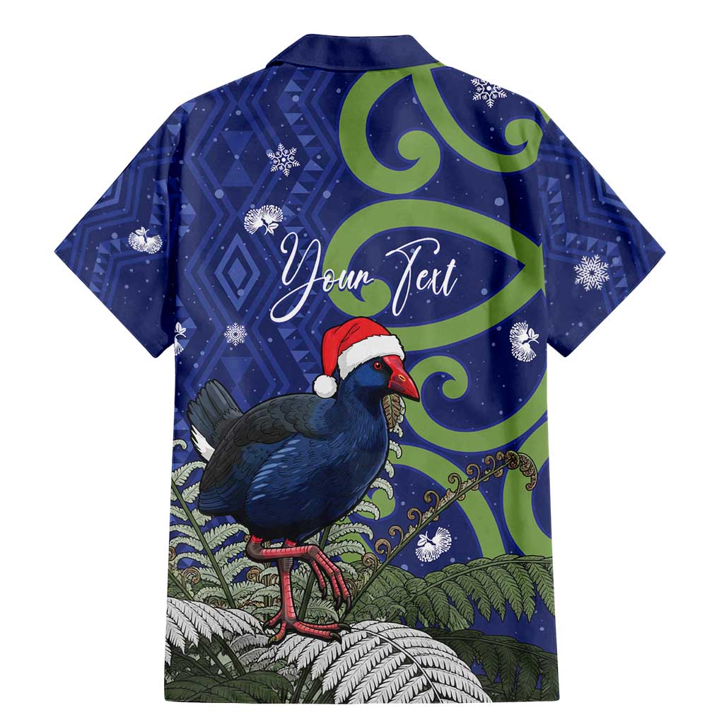 Personalized New Zealand Pukeko Christmas Family Matching Mermaid Dress and Hawaiian Shirt Meri Kirihimete Taniko Ponga Koru Blue - Polynesian Pride