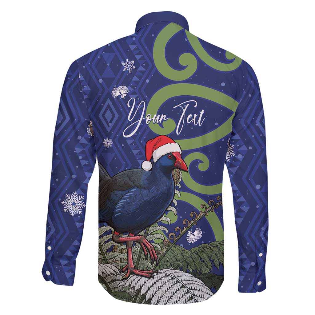 Personalized New Zealand Pukeko Christmas Family Matching Mermaid Dress and Hawaiian Shirt Meri Kirihimete Taniko Ponga Koru Blue - Polynesian Pride