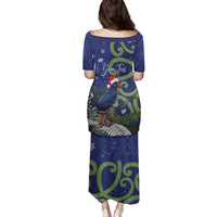 Personalized New Zealand Pukeko Christmas Family Matching Puletasi and Hawaiian Shirt Meri Kirihimete Taniko Ponga Koru Blue - Polynesian Pride