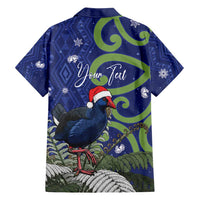 Personalized New Zealand Pukeko Christmas Family Matching Tank Maxi Dress and Hawaiian Shirt Meri Kirihimete Taniko Ponga Koru Blue - Polynesian Pride
