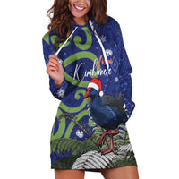 Personalized New Zealand Pukeko Christmas Hoodie Dress Meri Kirihimete Taniko Ponga Koru Blue - Polynesian Pride