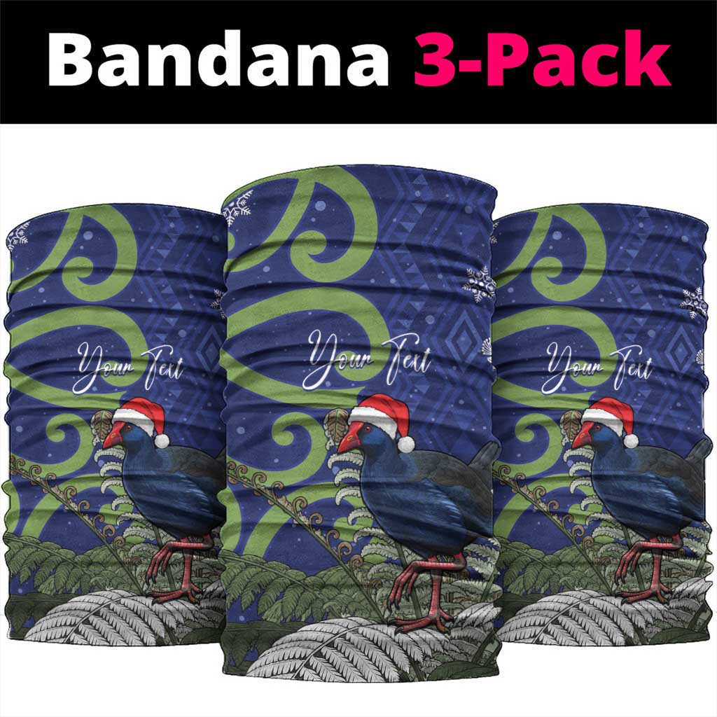 Personalized New Zealand Pukeko Christmas Neck Gaiter Meri Kirihimete Taniko Ponga Koru Blue - Polynesian Pride
