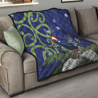 Personalized New Zealand Pukeko Christmas Quilt Meri Kirihimete Taniko Ponga Koru Blue - Polynesian Pride