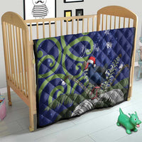 Personalized New Zealand Pukeko Christmas Quilt Meri Kirihimete Taniko Ponga Koru Blue - Polynesian Pride
