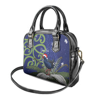 Personalized New Zealand Pukeko Christmas Shoulder Handbag Meri Kirihimete Taniko Ponga Koru Blue - Polynesian Pride