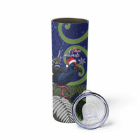 Personalized New Zealand Pukeko Christmas Skinny Tumbler Meri Kirihimete Taniko Ponga Koru Blue - Polynesian Pride