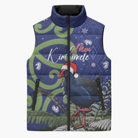 Personalized New Zealand Pukeko Christmas Sleeveless Puffer Jacket Meri Kirihimete Taniko Ponga Koru Blue - Polynesian Pride