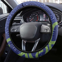 New Zealand Pukeko Christmas Steering Wheel Cover Meri Kirihimete Taniko Ponga Koru Blue - Polynesian Pride