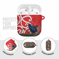 Personalized New Zealand Pukeko Christmas AirPods Case Meri Kirihimete Taniko Ponga Koru Red - Polynesian Pride