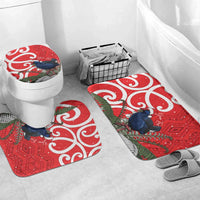 Personalized New Zealand Pukeko Christmas Bathroom Set Meri Kirihimete Taniko Ponga Koru Red - Polynesian Pride