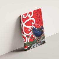 Personalized New Zealand Pukeko Christmas Canvas Wall Art Meri Kirihimete Taniko Ponga Koru Red - Polynesian Pride