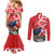 Personalized New Zealand Pukeko Christmas Couples Matching Mermaid Dress and Long Sleeve Button Shirt Meri Kirihimete Taniko Ponga Koru Red - Polynesian Pride