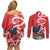 Personalized New Zealand Pukeko Christmas Couples Matching Off Shoulder Short Dress and Long Sleeve Button Shirt Meri Kirihimete Taniko Ponga Koru Red - Polynesian Pride