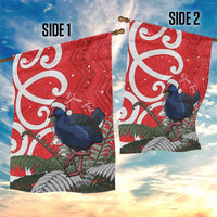 Personalized New Zealand Pukeko Christmas Garden Flag Meri Kirihimete Taniko Ponga Koru Red - Polynesian Pride