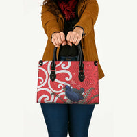 Personalized New Zealand Pukeko Christmas Leather Bag Meri Kirihimete Taniko Ponga Koru Red - Polynesian Pride