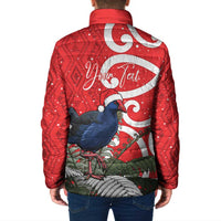 Personalized New Zealand Pukeko Christmas Padded Jacket Meri Kirihimete Taniko Ponga Koru Red - Polynesian Pride