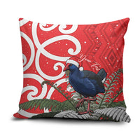 Personalized New Zealand Pukeko Christmas Pillow Cover Meri Kirihimete Taniko Ponga Koru Red - Polynesian Pride