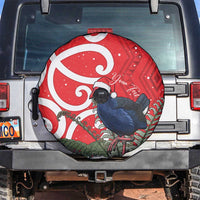 Personalized New Zealand Pukeko Christmas Spare Tire Cover Meri Kirihimete Taniko Ponga Koru Red - Polynesian Pride