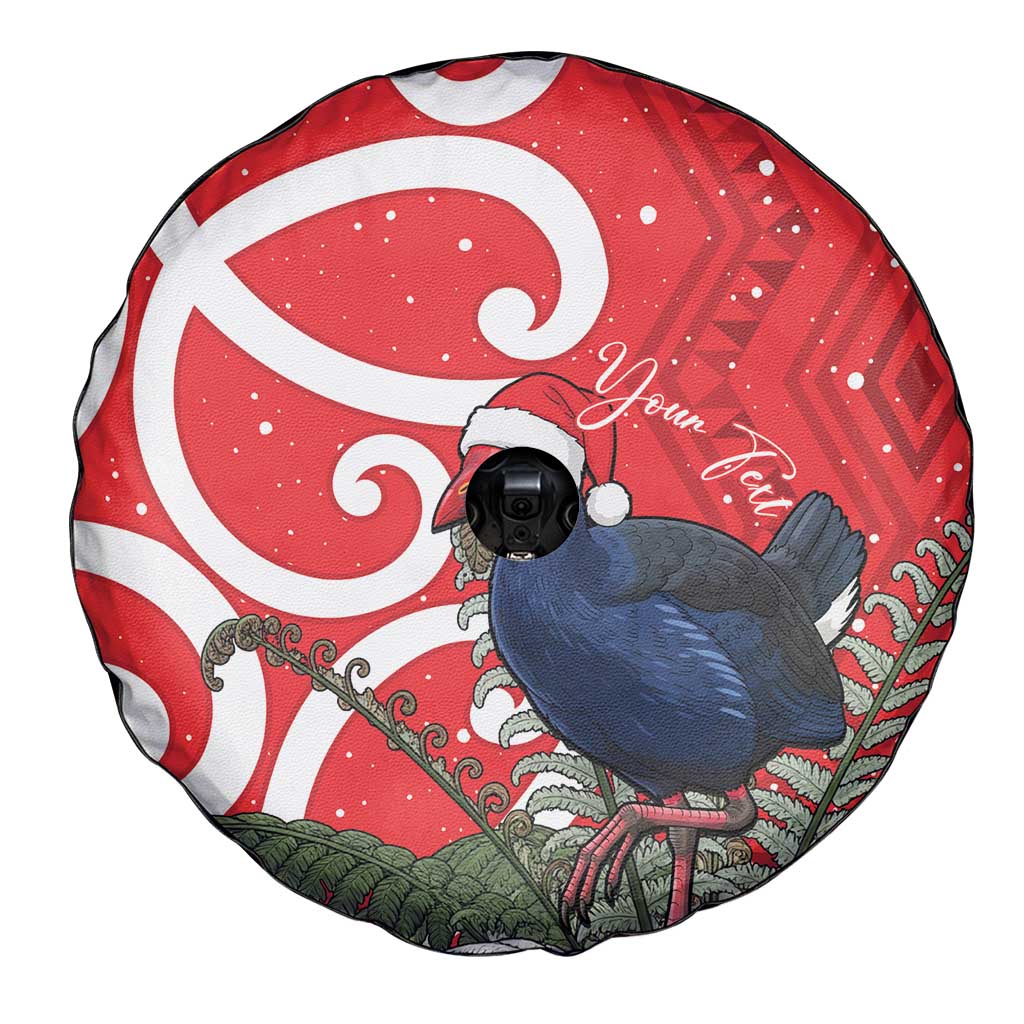 Personalized New Zealand Pukeko Christmas Spare Tire Cover Meri Kirihimete Taniko Ponga Koru Red - Polynesian Pride