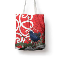 Personalized New Zealand Pukeko Christmas Tote Bag Meri Kirihimete Taniko Ponga Koru Red - Polynesian Pride