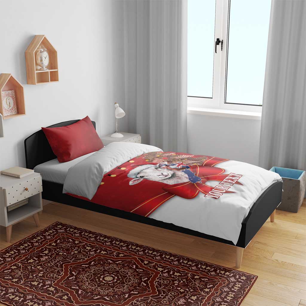 Personalized New Zealand Sheep Christmas Bedding Set Hipi Meri Kirihimete Silver Fern Xmas Tree - Polynesian Pride