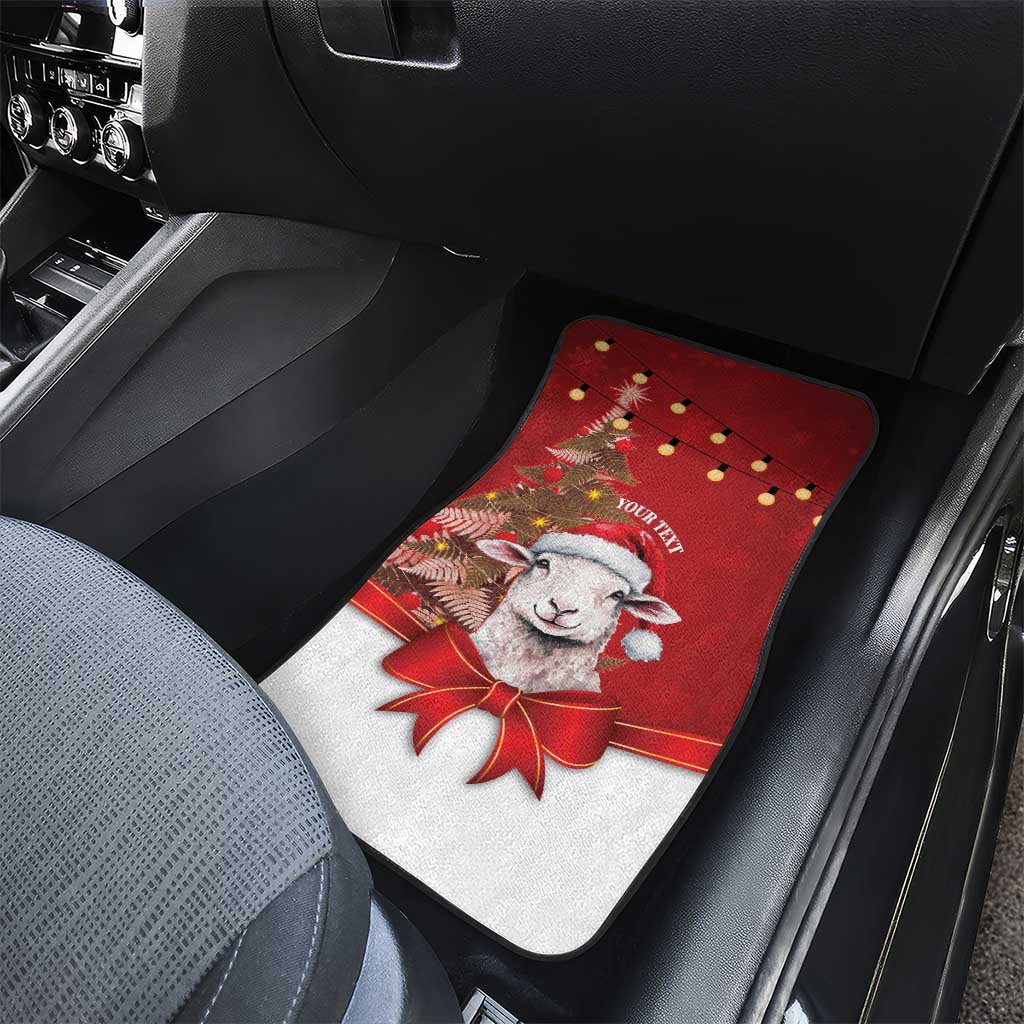 Personalized New Zealand Sheep Christmas Car Mats Hipi Meri Kirihimete Silver Fern Xmas Tree - Polynesian Pride