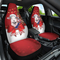 Personalized New Zealand Sheep Christmas Car Seat Cover Hipi Meri Kirihimete Silver Fern Xmas Tree - Polynesian Pride