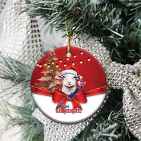 Personalized New Zealand Sheep Christmas Ceramic Ornament Hipi Meri Kirihimete Silver Fern Xmas Tree - Polynesian Pride