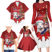 Personalized New Zealand Sheep Christmas Family Matching Long Sleeve Bodycon Dress and Hawaiian Shirt Hipi Meri Kirihimete Silver Fern Xmas Tree - Polynesian Pride