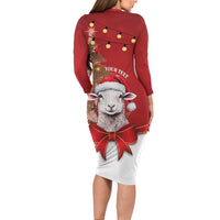 Personalized New Zealand Sheep Christmas Family Matching Long Sleeve Bodycon Dress and Hawaiian Shirt Hipi Meri Kirihimete Silver Fern Xmas Tree - Polynesian Pride