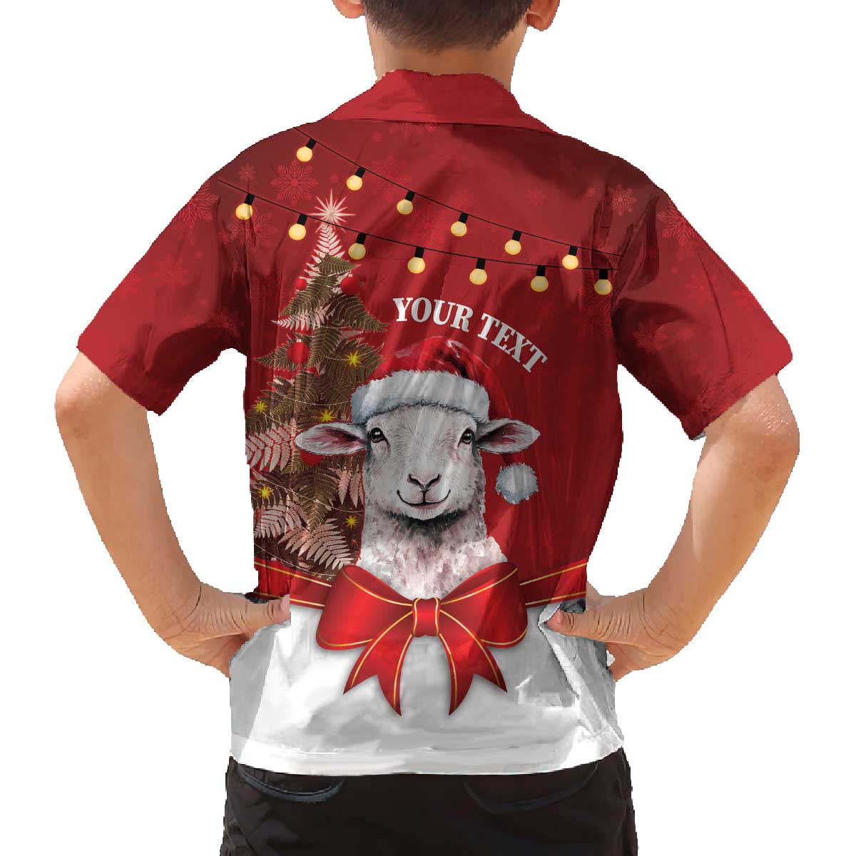 Personalized New Zealand Sheep Christmas Family Matching Off The Shoulder Long Sleeve Dress and Hawaiian Shirt Hipi Meri Kirihimete Silver Fern Xmas Tree - Polynesian Pride