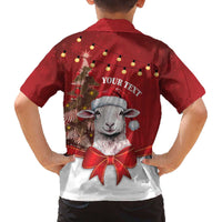 Personalized New Zealand Sheep Christmas Family Matching Off The Shoulder Long Sleeve Dress and Hawaiian Shirt Hipi Meri Kirihimete Silver Fern Xmas Tree - Polynesian Pride