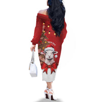 Personalized New Zealand Sheep Christmas Family Matching Off The Shoulder Long Sleeve Dress and Hawaiian Shirt Hipi Meri Kirihimete Silver Fern Xmas Tree - Polynesian Pride