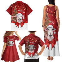 Personalized New Zealand Sheep Christmas Family Matching Tank Maxi Dress and Hawaiian Shirt Hipi Meri Kirihimete Silver Fern Xmas Tree - Polynesian Pride