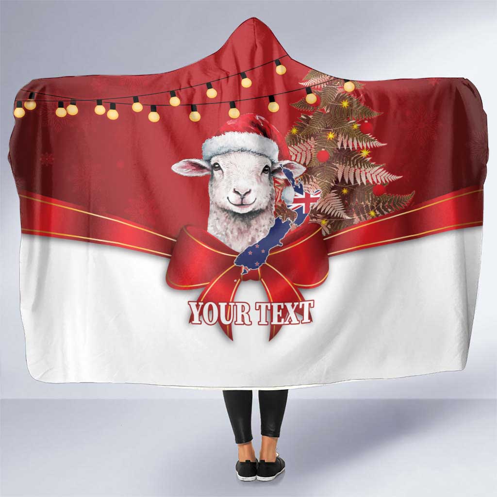 Personalized New Zealand Sheep Christmas Hooded Blanket Hipi Meri Kirihimete Silver Fern Xmas Tree - Polynesian Pride