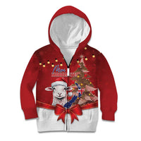 Personalized New Zealand Sheep Christmas Kid Hoodie Hipi Meri Kirihimete Silver Fern Xmas Tree - Polynesian Pride