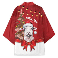 Personalized New Zealand Sheep Christmas Kimono Hipi Meri Kirihimete Silver Fern Xmas Tree - Polynesian Pride