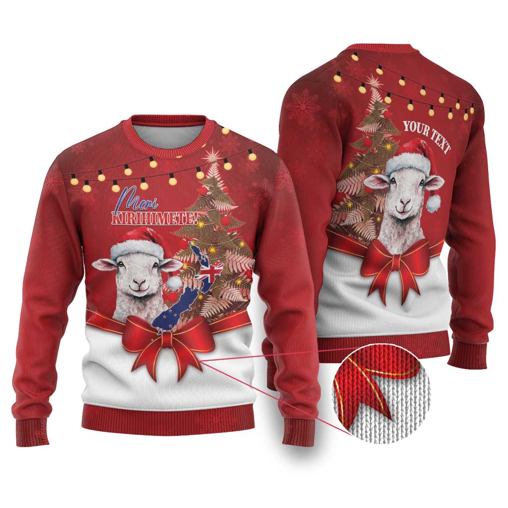 Personalized New Zealand Sheep Christmas Ugly Christmas Sweater Hipi Meri Kirihimete Silver Fern Xmas Tree - Polynesian Pride