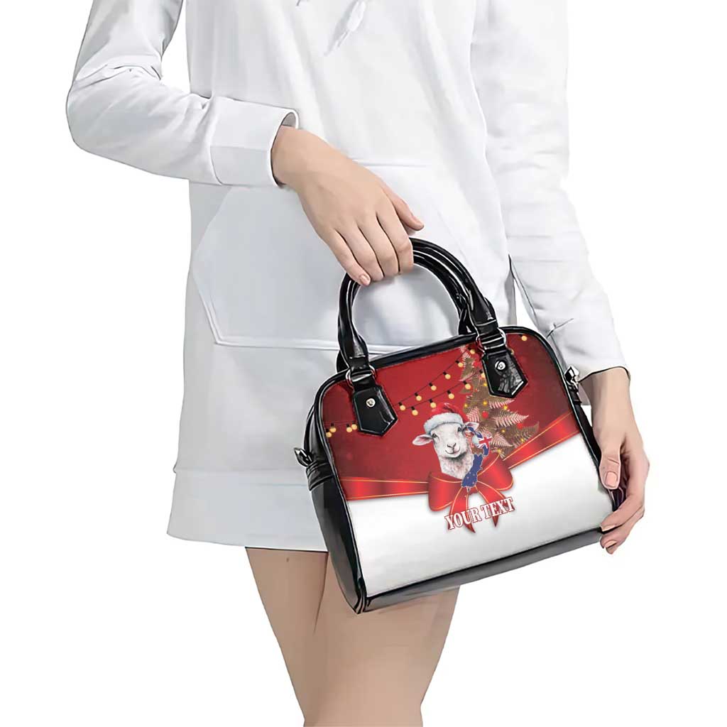 Personalized New Zealand Sheep Christmas Shoulder Handbag Hipi Meri Kirihimete Silver Fern Xmas Tree - Polynesian Pride
