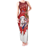 Personalized New Zealand Sheep Christmas Tank Maxi Dress Hipi Meri Kirihimete Silver Fern Xmas Tree - Polynesian Pride
